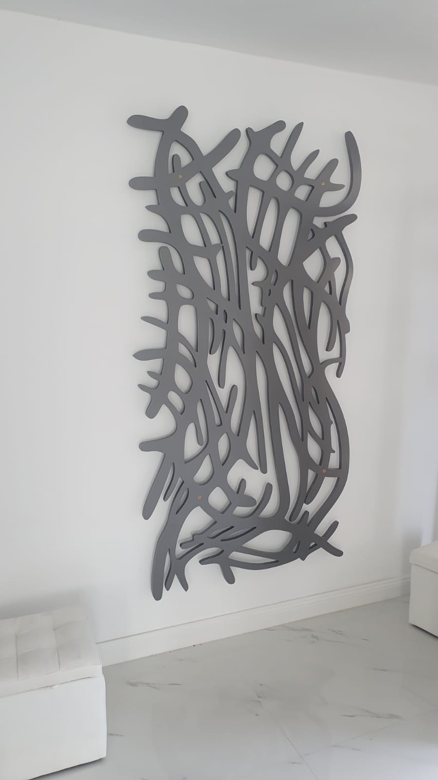 Cuier din material MDF vopsit, culoare metalizata - Model Haotic Lines